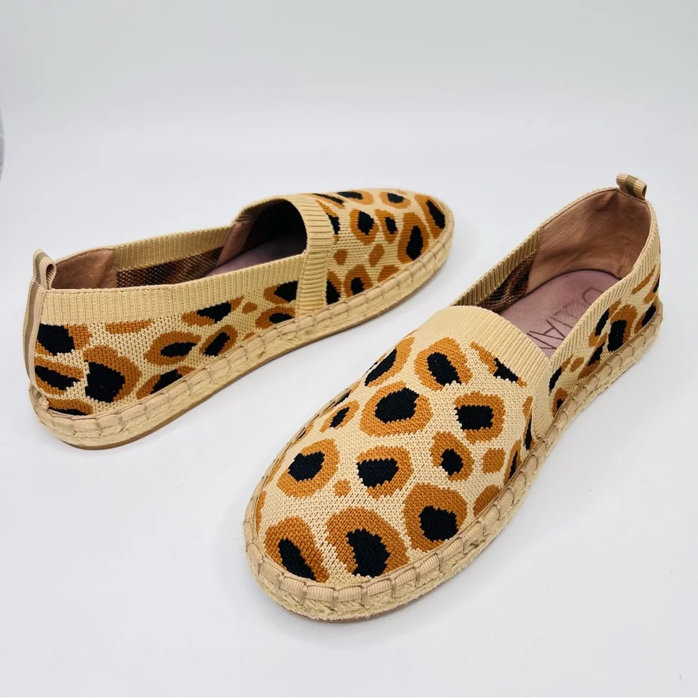 Deltas Hensley Leopard Print Flyknit Espadrille Slip On Flats Shoes